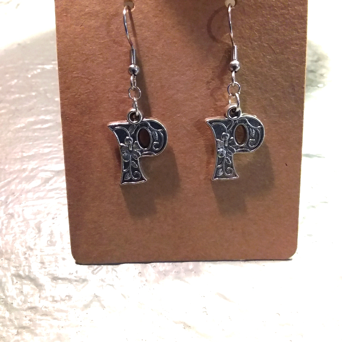 Initial "P" Earrings